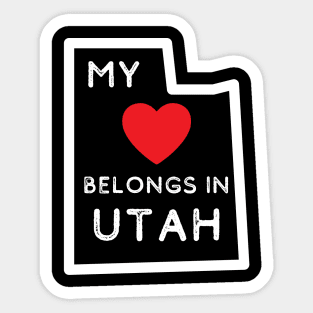 Utah Map State Outline Heart Belongs in Utah Sticker